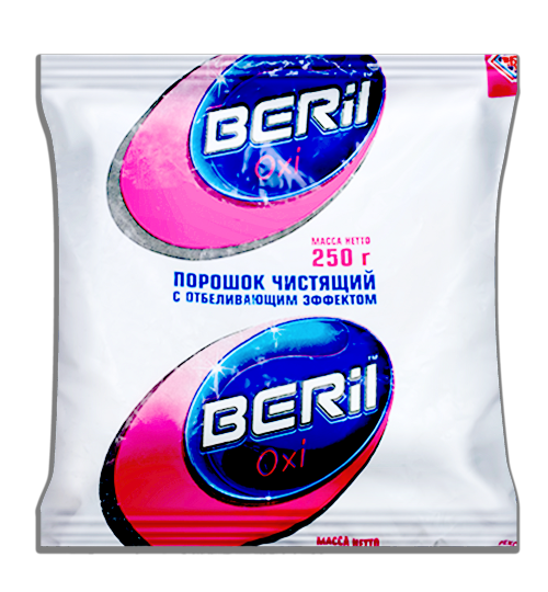 Порошок чистящий с отбеливающим эффектом "BERIL-Oxi", пакет 250 г / бан. 400 г - 1